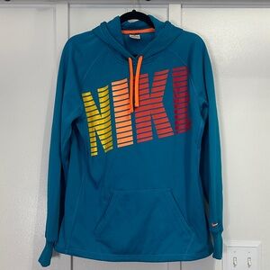 Nike Blue Hoodie with Multicolor Logo